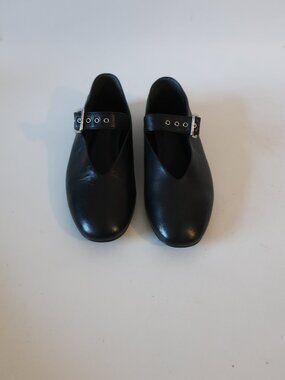 Womens COS Black Buckled Mary Jane Leather Flats 37/7